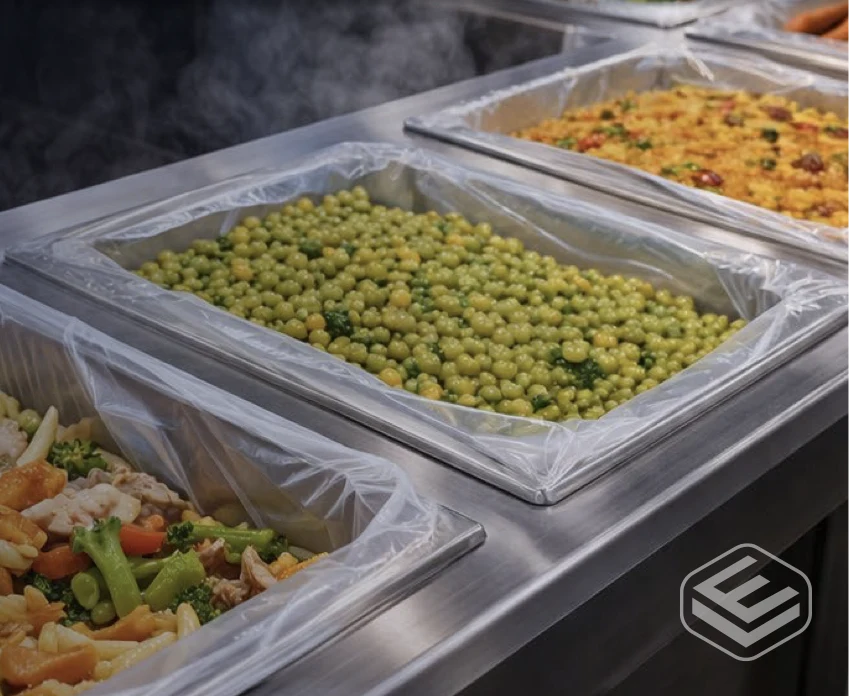 EasyLiners fitted inside bain marie gastronorm trays
